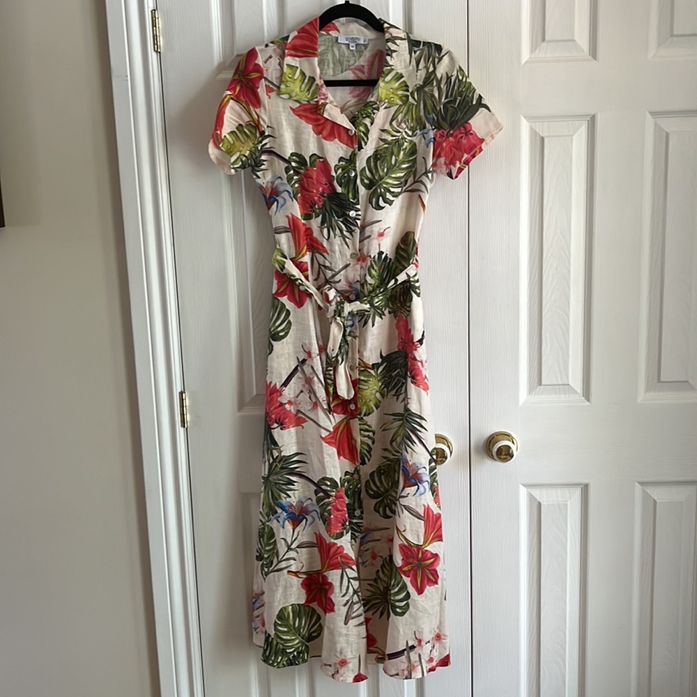 Allegra Masetti Firenze Floral Linen Dress Made in Italy 100% linen XS